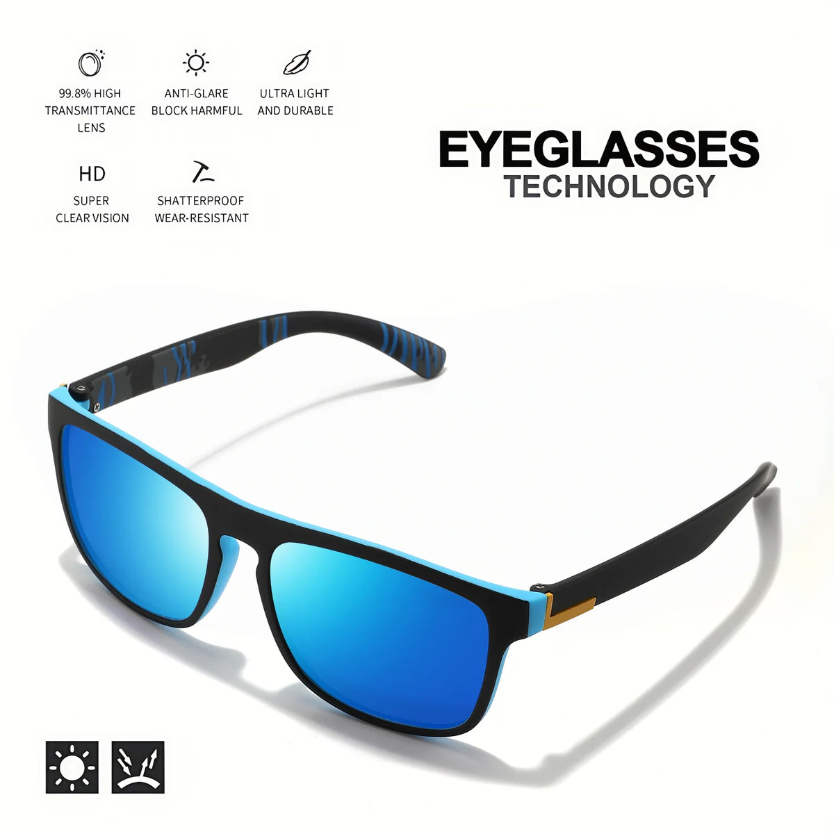 Zyvomart Men's Classical Square Polarized Sports Sunglasses UV400 PC Frame