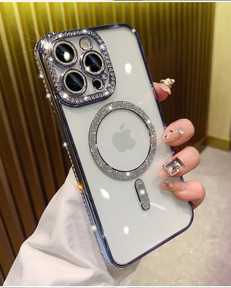 Luxury Glitter Diamond Magnetic Case for iPhone 11-17 Pro Max