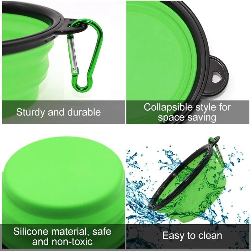 Zyvomart 2-in-1 Folding Portable Silicone Pet Feeder Bowl & Outdoor Travel Water Bottle