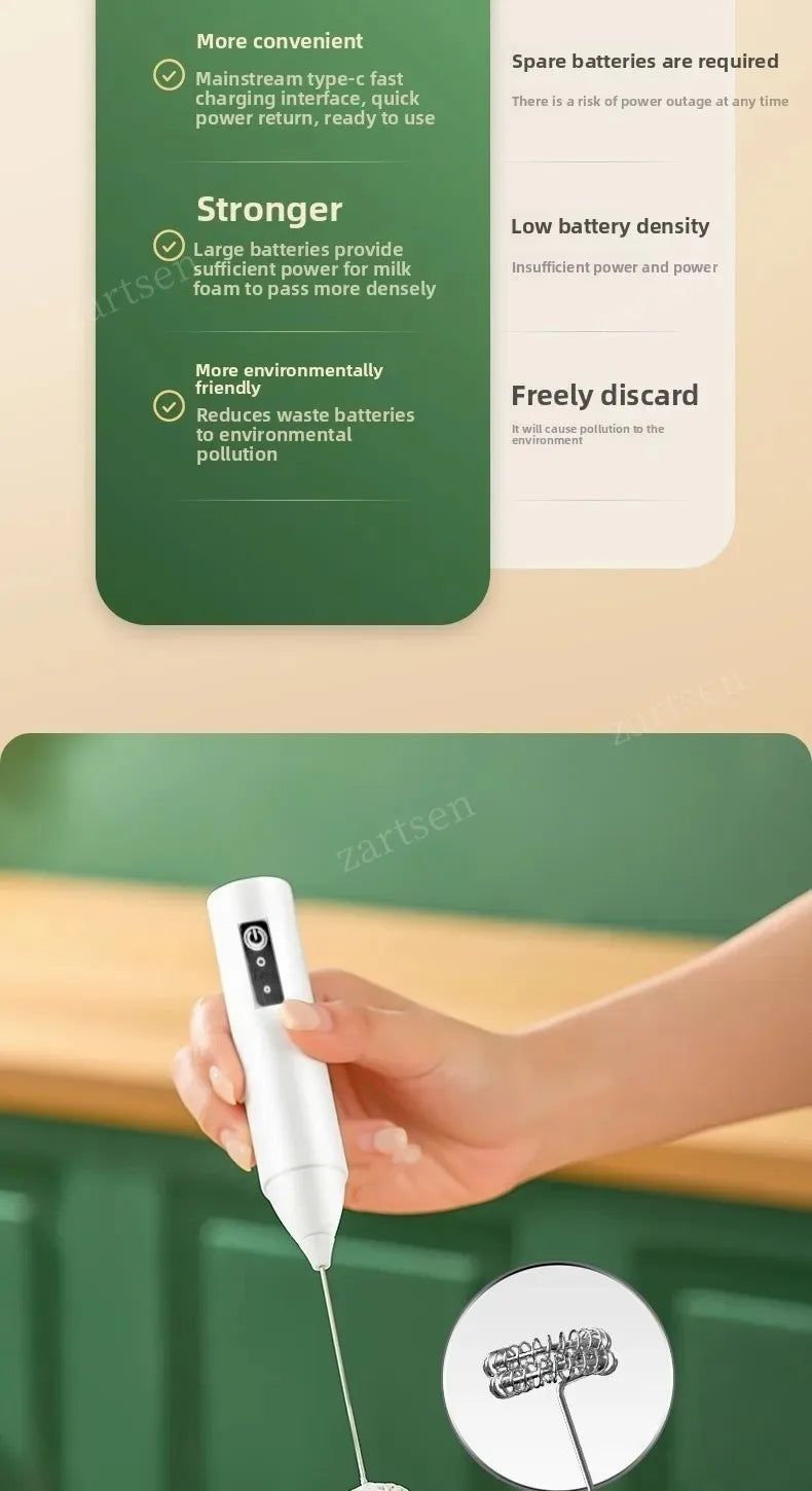 Handheld Wireless Milk Frother and Type-C Coffee Whisk