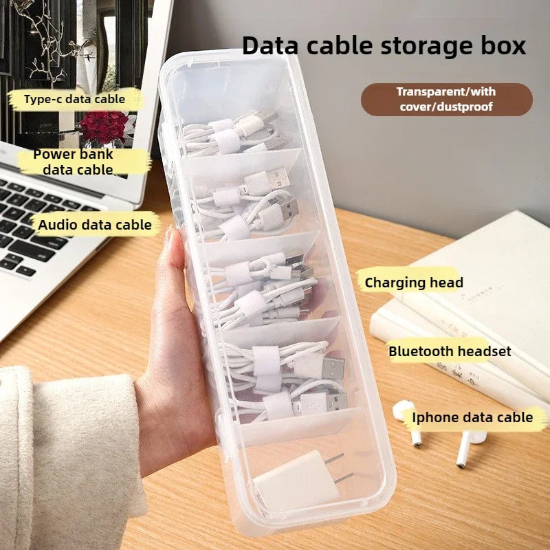 Zyvomart Transparent Data Cable Organizer Box Dustproof Desk Clutter Case