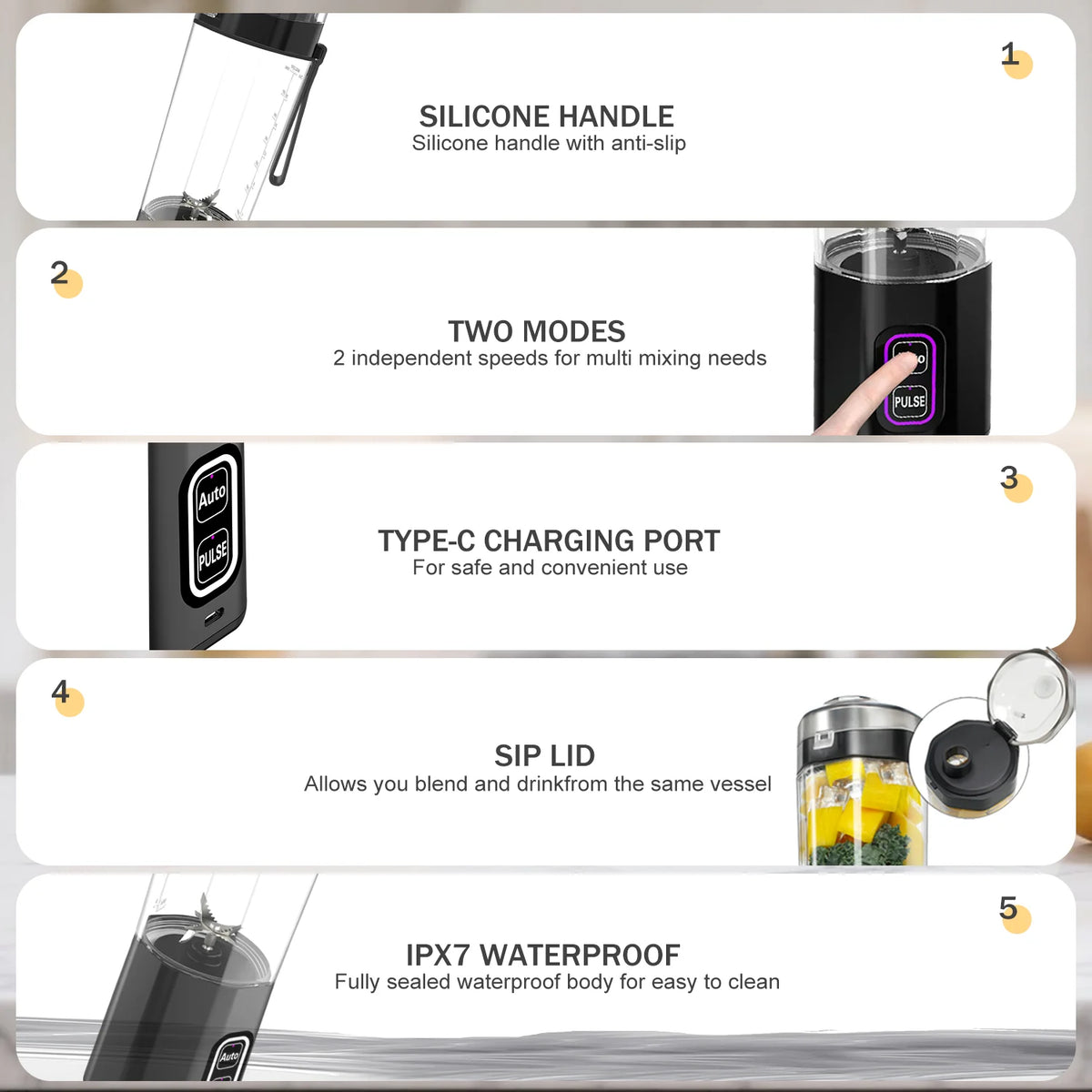 Portable Electric Juice Maker and 6-Blade Blender 700ML