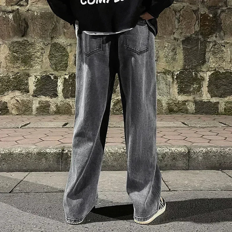 Zyvomart Men's Streetwear Loose Straight Wide Leg Jeans Korean Style Fashion