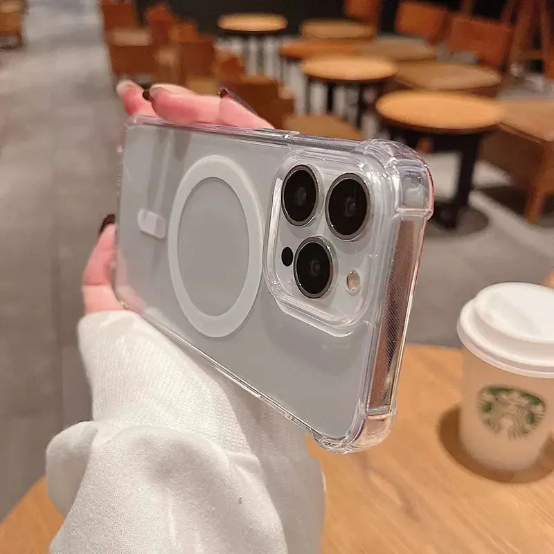 Clear Acrylic Magnetic Shockproof Case for iPhone 11-18 Pro Max