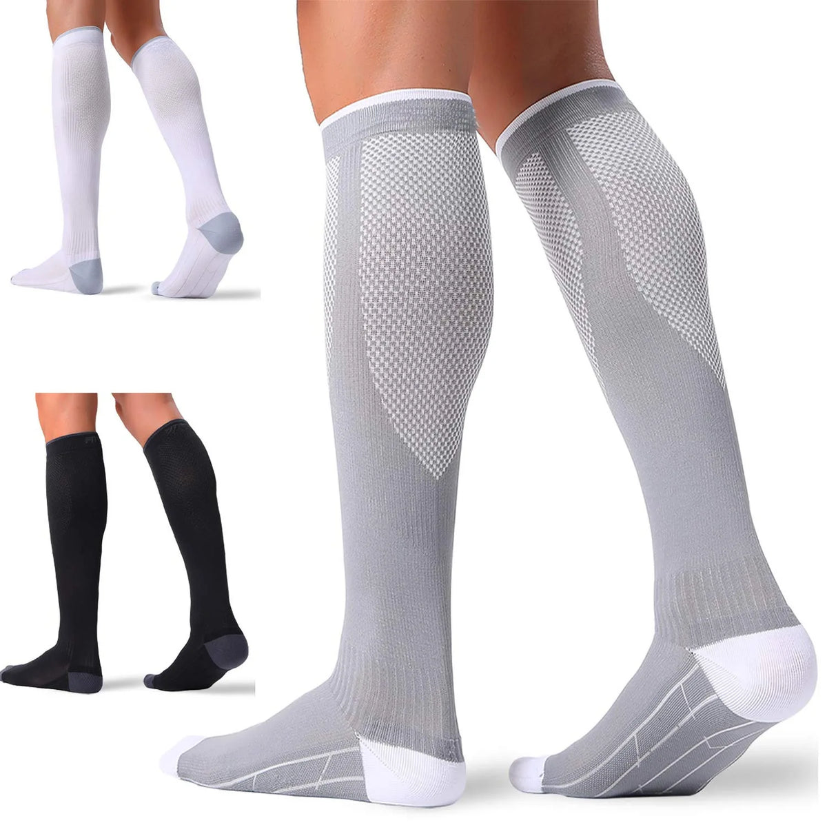 Zyvomart Unisex Knee High Graduated Compression Socks 20-30mmHg