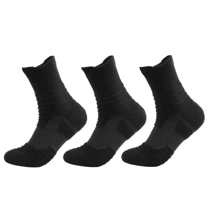 Zyvomart 3Pairs Men's Compression Socks Breathable Basketball Sports Tube Stockings