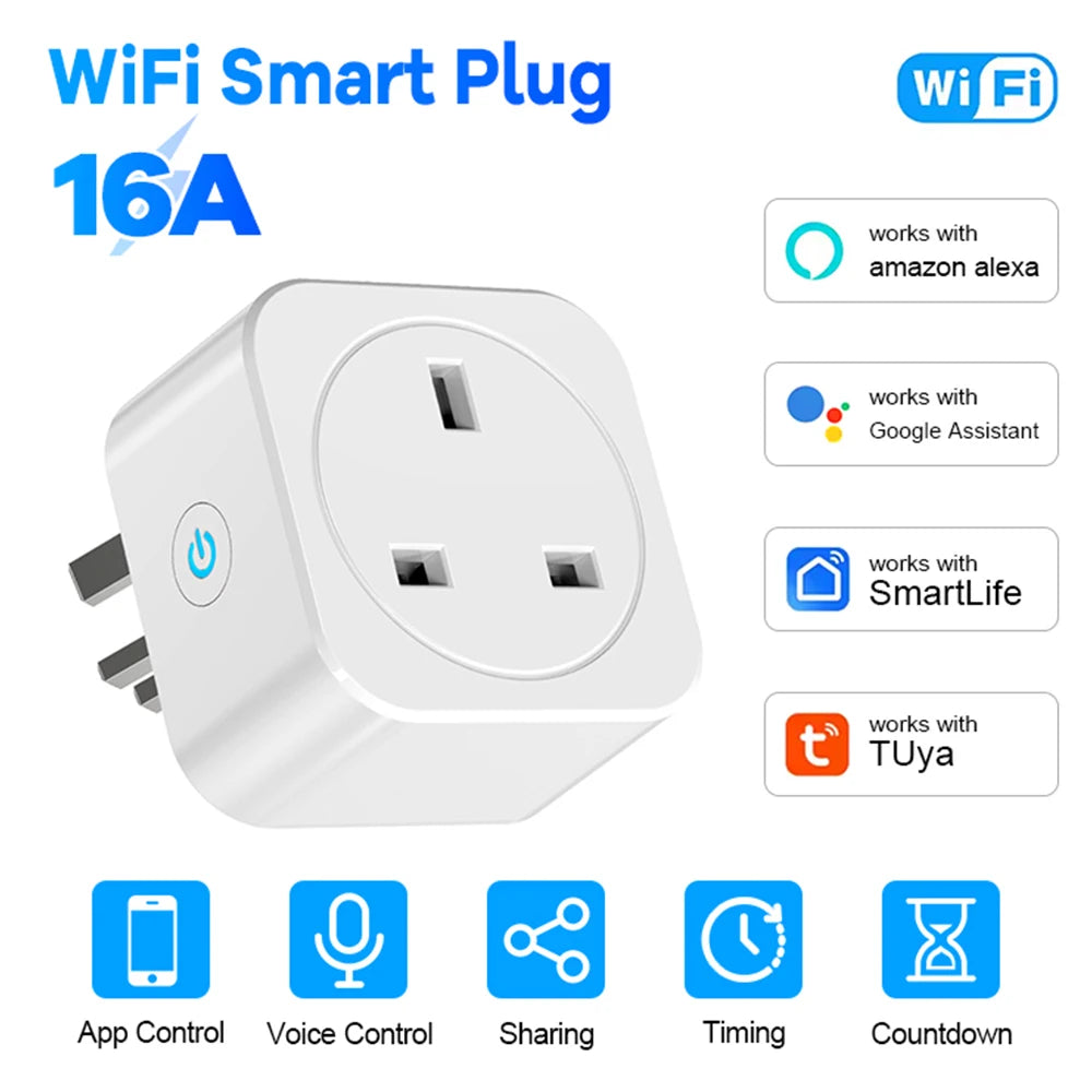 Tuya WiFi Smart Plug with Power Monitoring and Voice Control