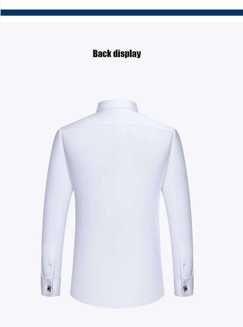 Zyvomart Men's Embroidered French Cufflinks Dress Shirt with Collar Pins