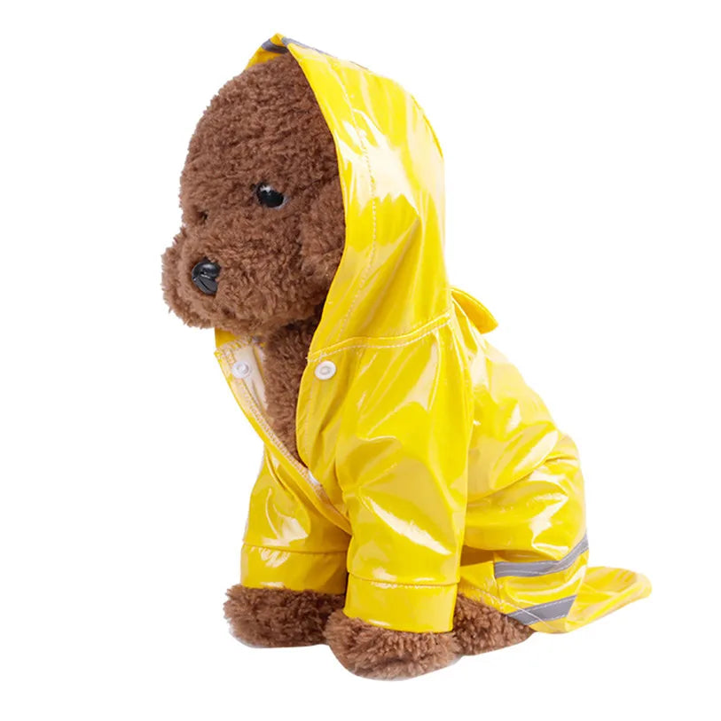 Zyvomart Summer Outdoor Waterproof Puppy Raincoat - PU Hooded Safety Jacket for Dogs & Cats
