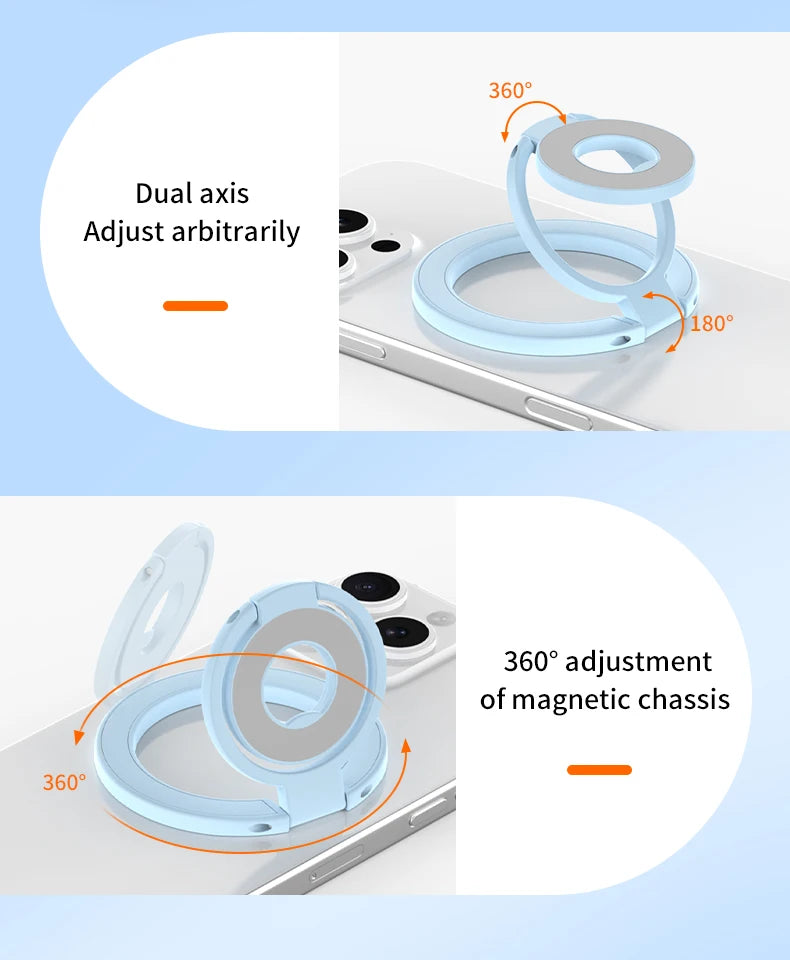MagSafe Double Sided Magnetic Phone Ring Holder Folding Stand Grip Bracket