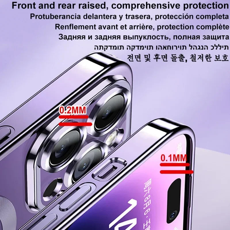 Luxury Plating Magnetic Case for iPhone 11-17 Pro Max with Lens Protector