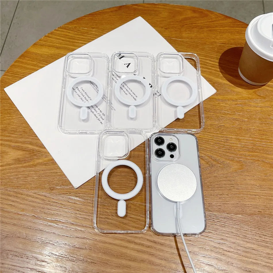Zyvomart Ultra-Clear Magnetic Case with Shockproof Wireless Charging for iPhone