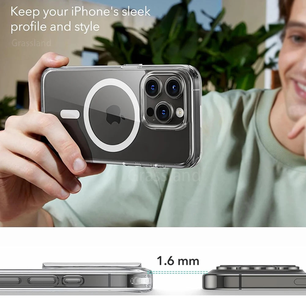 Clear Magnetic Shockproof Case for iPhone 7-16 Pro Max and XR
