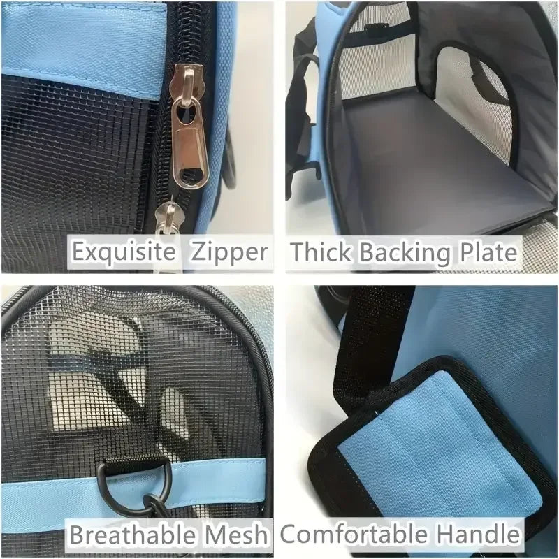 Zyvomart Portable Foldable Pet Carrier Bag - Breathable Mesh Travel Transport Handbag for Cats & Dogs