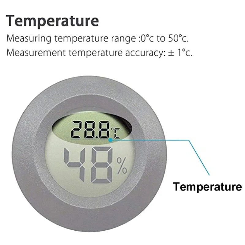 Mini Round Digital Hygrometer Thermometer with LCD Display