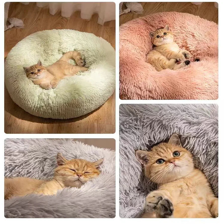 Zyvomart Soft Plush Round Donut Cat & Dog Calm Bed Washable Pad