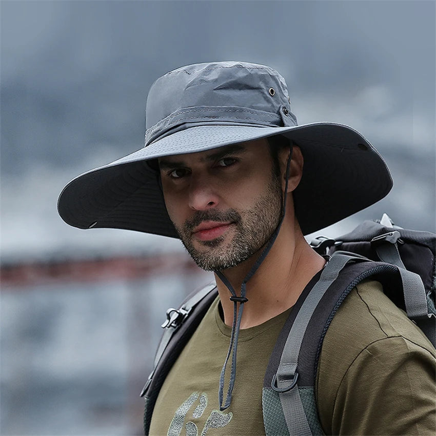 Zyvomart Men's Summer Bucket Hat Mesh Breathable Wide Brim Anti UV Fishing Cap
