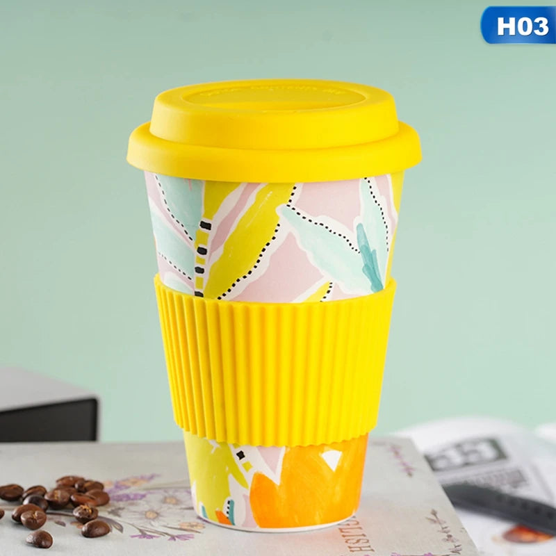 Eco-Friendly Reusable Bamboo Travel Cup with Lid 470ML
