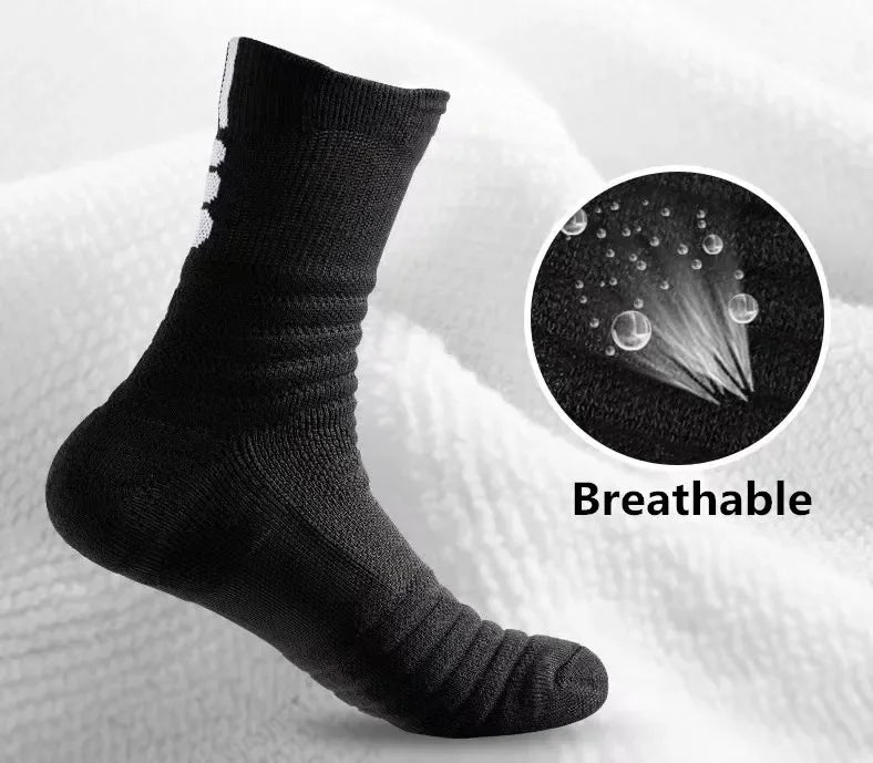 Zyvomart 3Pairs Men's Compression Socks Breathable Basketball Sports Tube Stockings