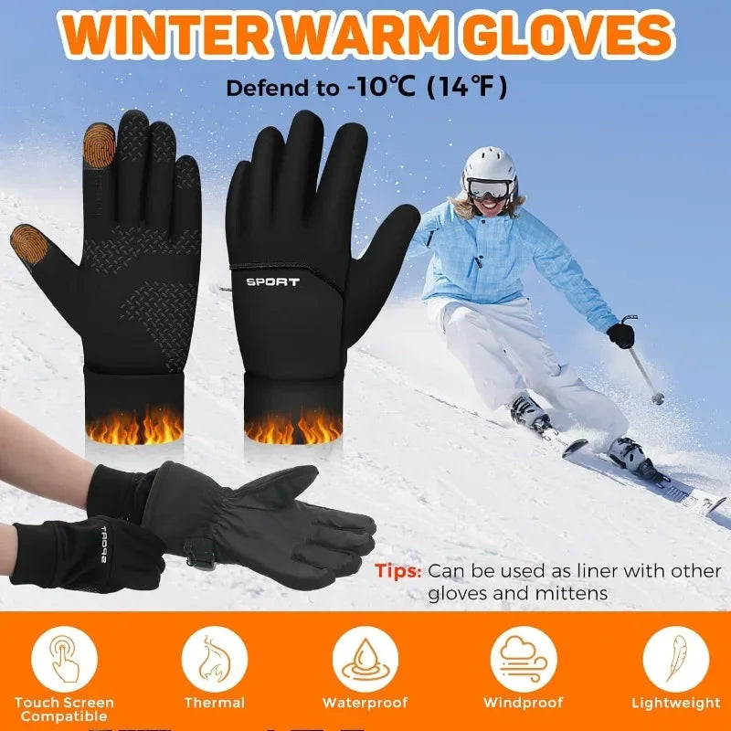 Zyvomart Unisex Winter Warm Touch Screen Windproof Non-Slip Cycling Gloves