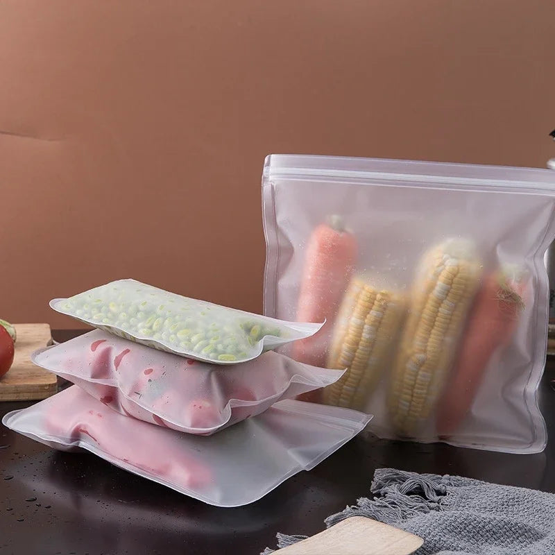 5-Piece Reusable Silicone Food Storage Bags for Refrigerator