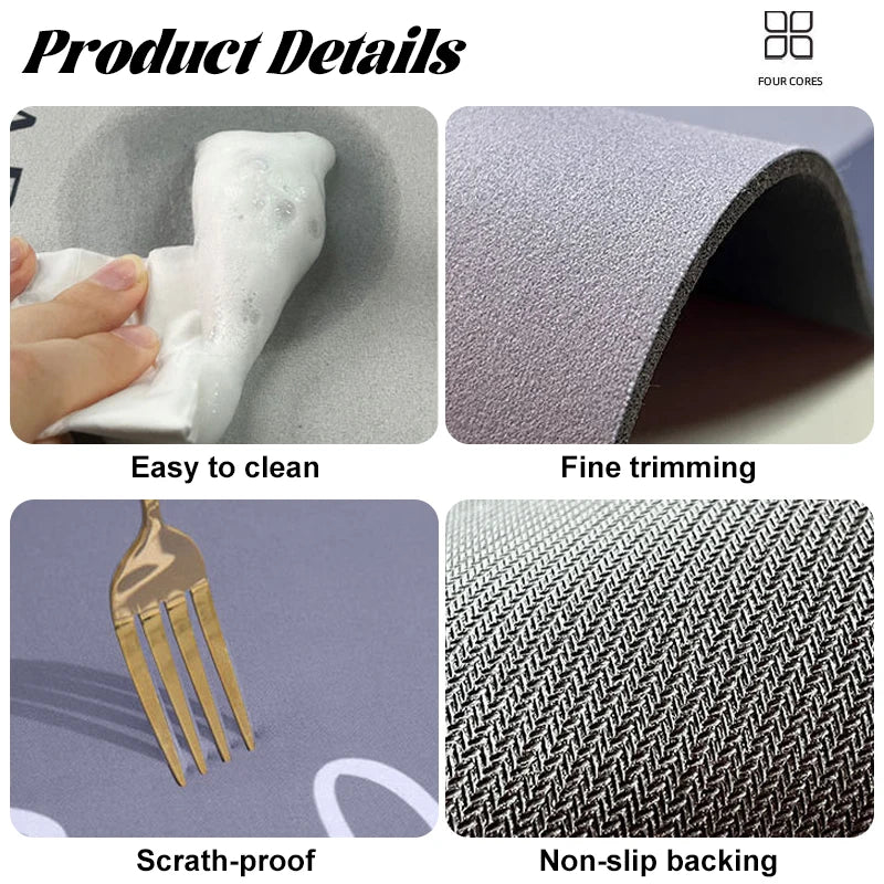 Super Absorbent Diatomite Bath Mat - Quick Dry Non-Slip Floor Rug