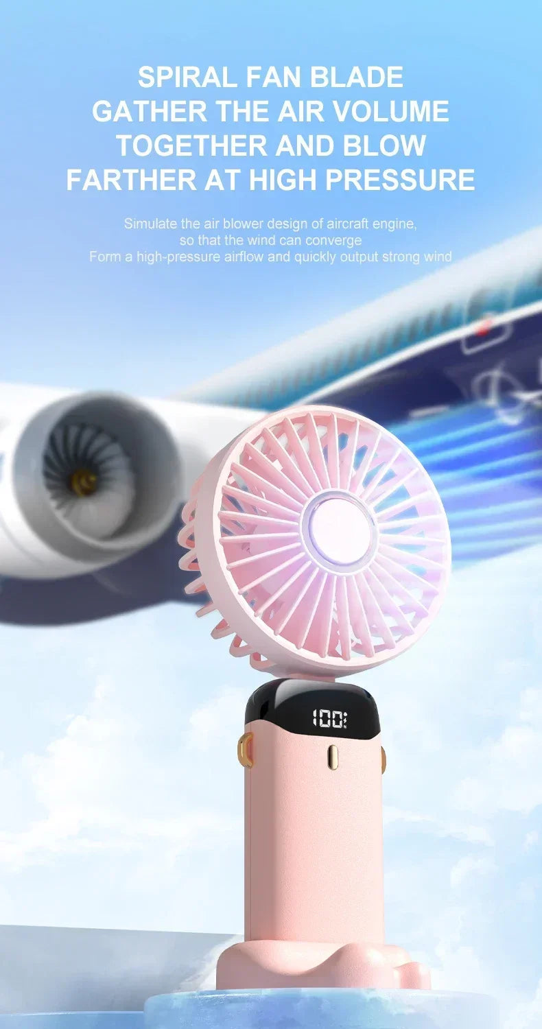 Zyvomart 5-Speed Foldable Neck Hanging Mini Fan with LED Display Screen