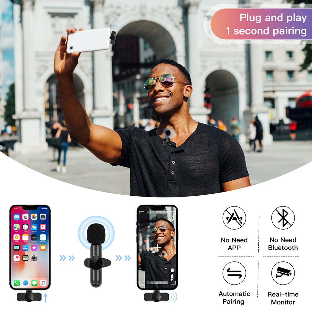 Zyvomart Professional Dual Wireless Lavalier Microphone Kit for iPhone Android