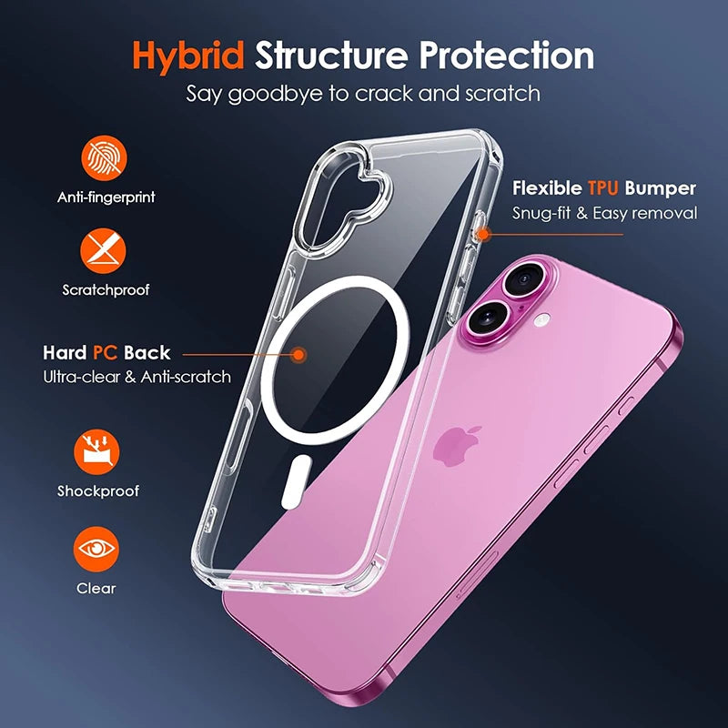 Zyvomart Luxury Transparent Magnetic Case with MagSafe Wireless Charging for iPhone