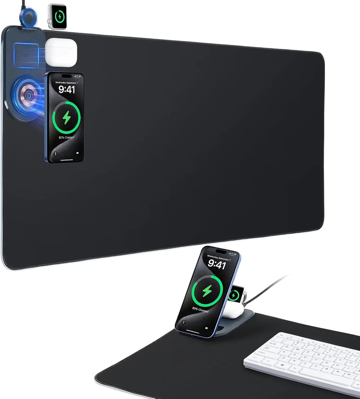 Zyvomart 3 in 1 RGB Gaming Mouse Pad with 15W Fast Wireless Charger Desk Mat