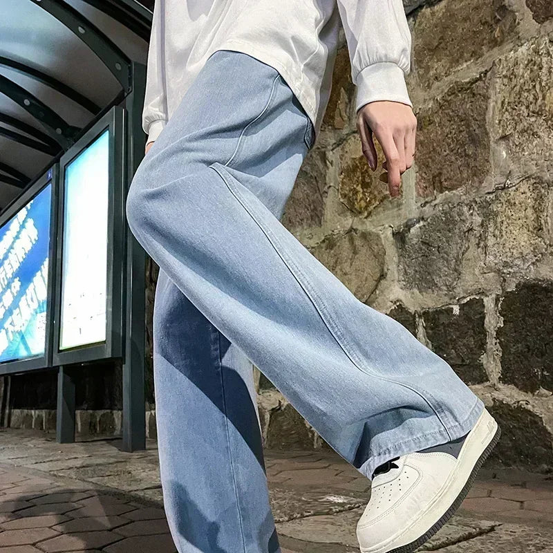 Zyvomart Men's Streetwear Loose Straight Wide Leg Jeans Korean Style Fashion