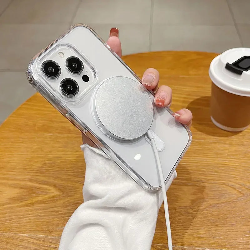Zyvomart Ultra-Clear Magnetic Case with Shockproof Wireless Charging for iPhone
