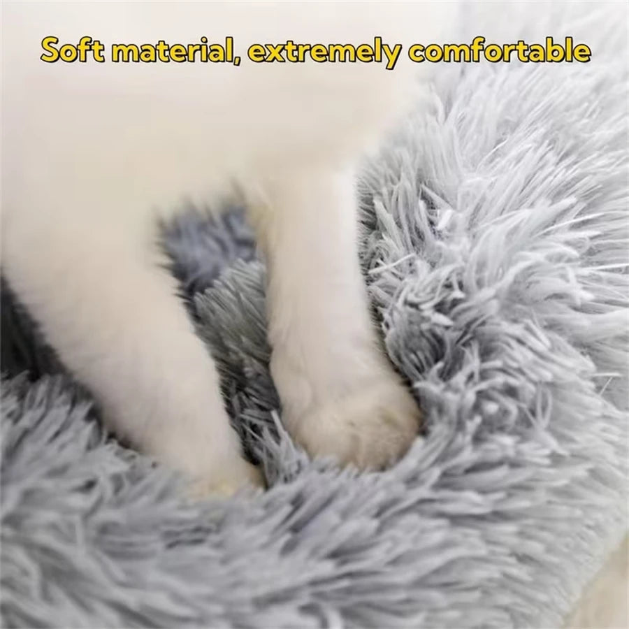 Zyvomart Soft Plush Round Donut Cat & Dog Calm Bed Washable Pad