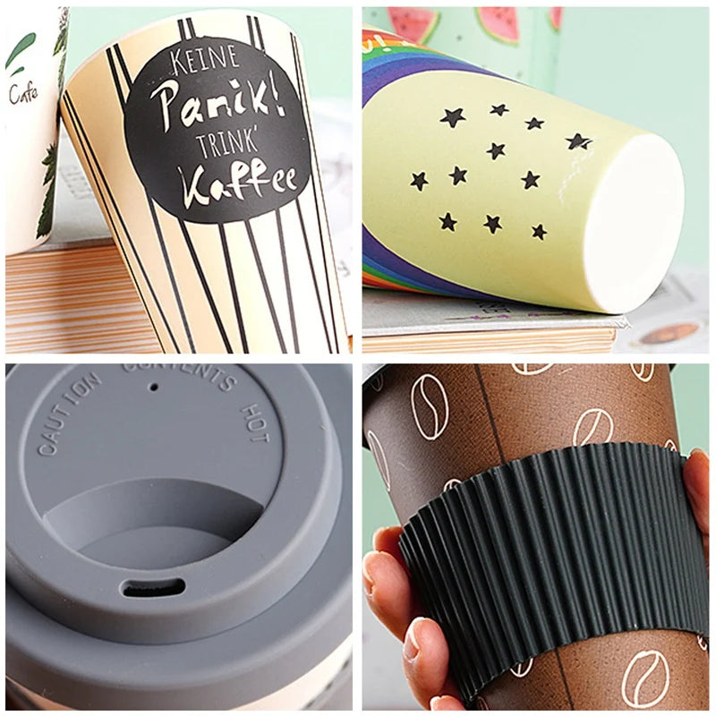 Eco-Friendly Reusable Bamboo Travel Cup with Lid 470ML