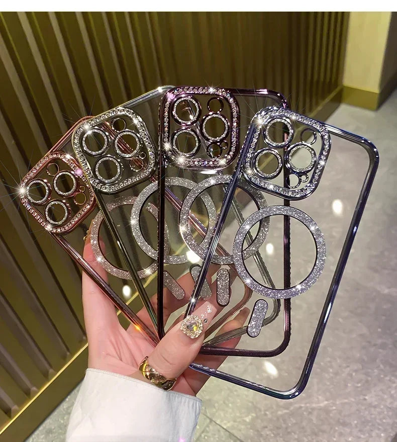 Luxury Glitter Diamond Magnetic Case for iPhone 11-17 Pro Max