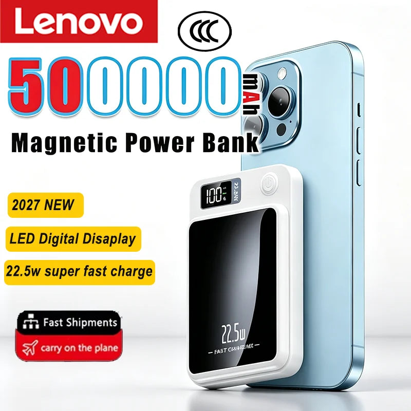 Lenovo Magnetic Wireless Power Bank and Fast Portable Charger