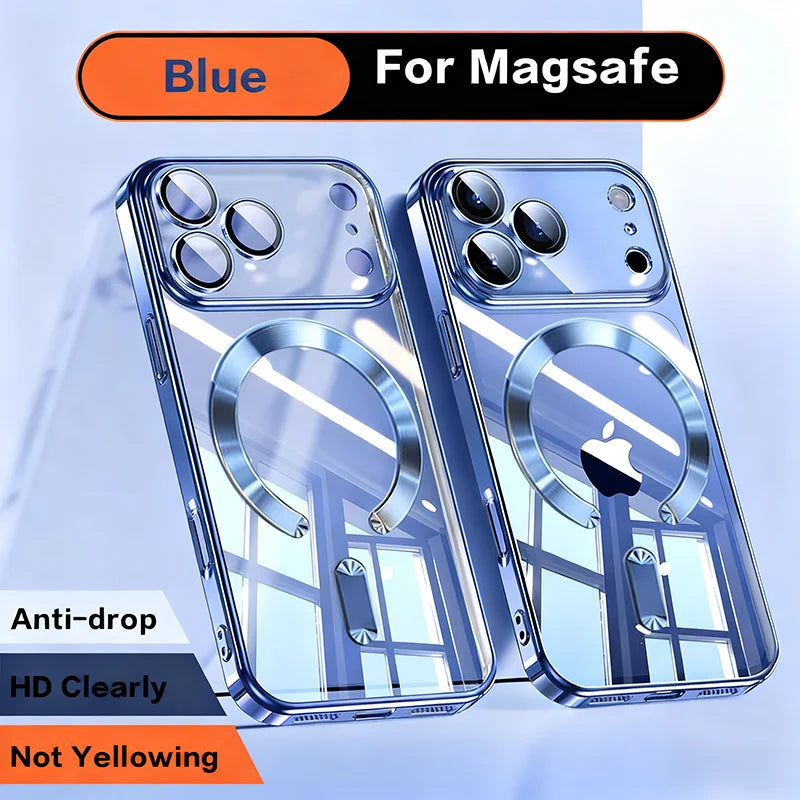 Zyvomart Luxury Orange Plating Magnetic Clear Case with Wireless Charging for iPhone