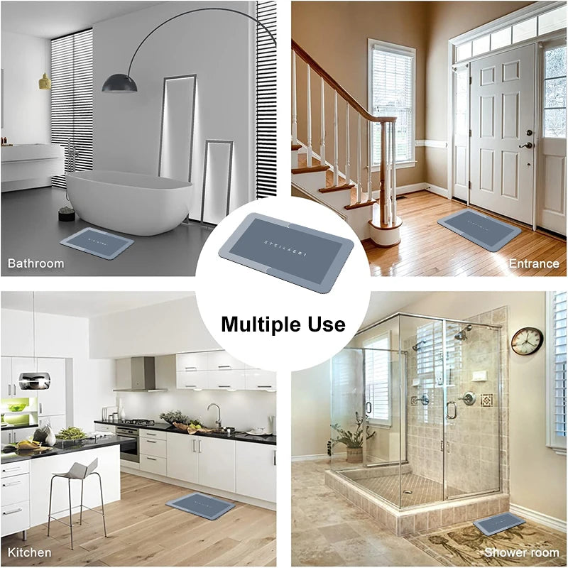 Super Absorbent Diatomite Bath Mat - Quick Dry Non-Slip Floor Rug