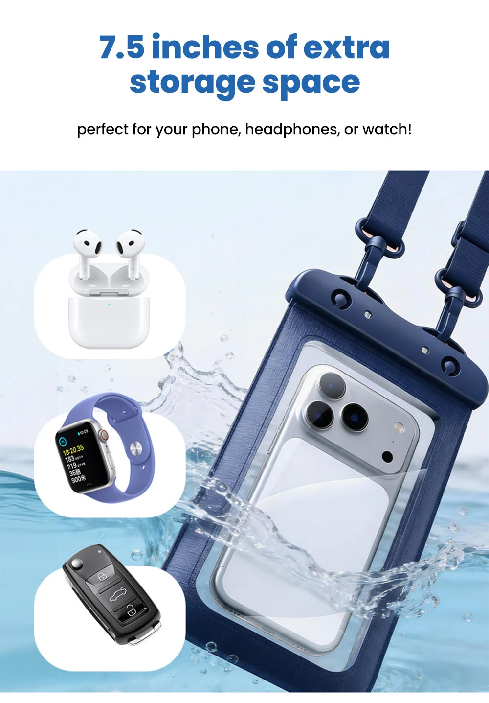 Zyvomart 7.5 Inch Touchscreen Mobile Phone Waterproof Bag for Swimming Diving