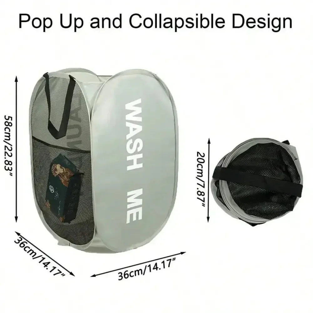 Collapsible Mesh Laundry Basket and Portable Storage Hamper