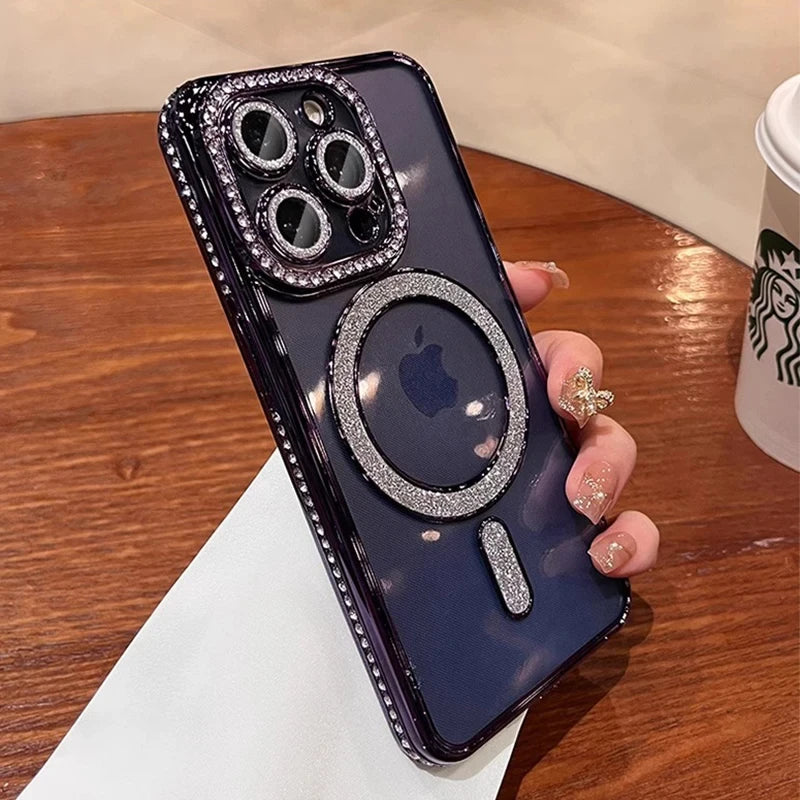 Luxury Glitter Diamond Magnetic Case for iPhone 11-17 Pro Max