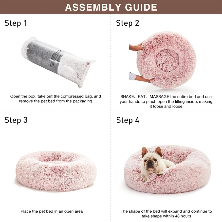 Zyvomart Soft Plush Round Donut Cat & Dog Calm Bed Washable Pad