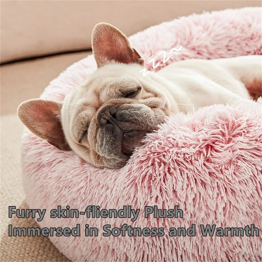 Zyvomart Soft Plush Round Donut Cat & Dog Calm Bed Washable Pad