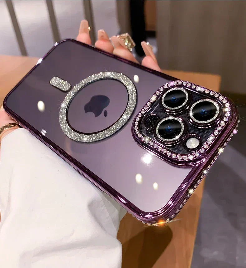 Luxury Glitter Diamond Magnetic Case for iPhone 11-17 Pro Max