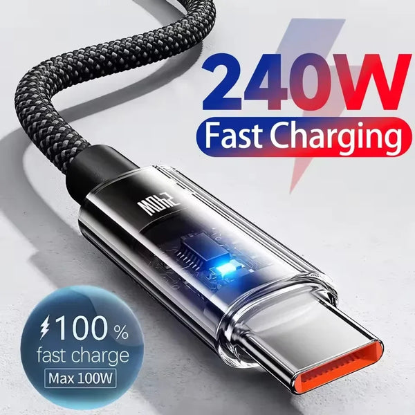Zyvomart 240W Dual Fast Charging Type-C to Type-C Nylon Braided Data Cable