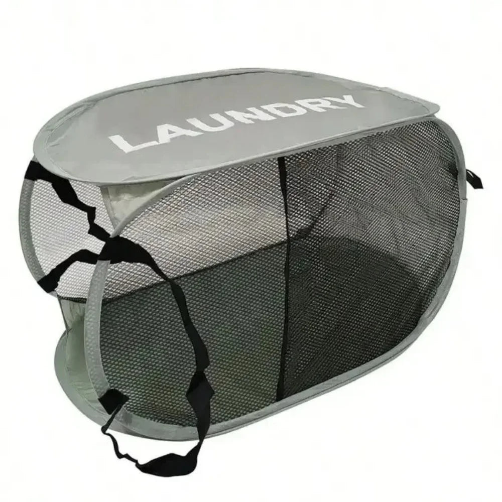 Collapsible Mesh Laundry Basket and Portable Storage Hamper