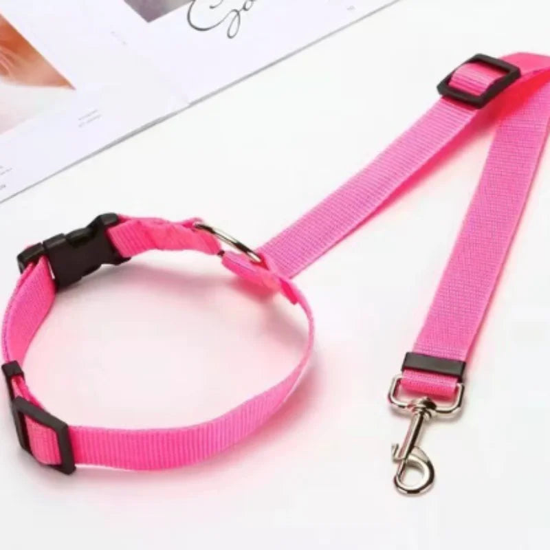Zyvomart 2-in-1 Solid Dog Harness Leash & Adjustable Pet Car Backseat Safety Belt