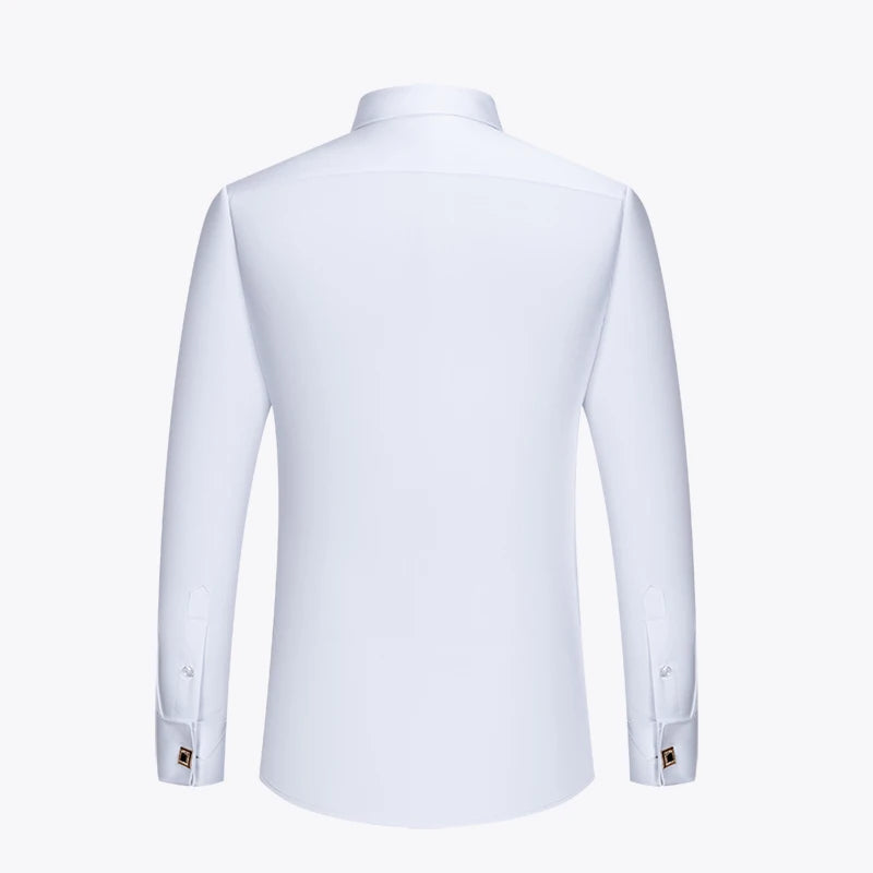 Zyvomart Men's Embroidered French Cufflinks Dress Shirt with Collar Pins