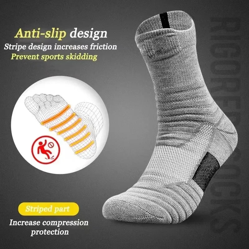 Zyvomart 3Pairs Men's Compression Socks Breathable Basketball Sports Tube Stockings
