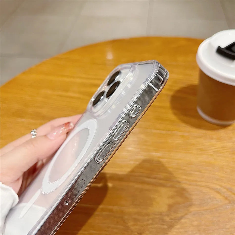 Zyvomart Ultra-Clear Magnetic Case with Shockproof Wireless Charging for iPhone